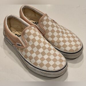 Unisex VANS Classic Checkerboard Slip-On Warm Taupe Brown - Size 5.5 (M), 7 (W)